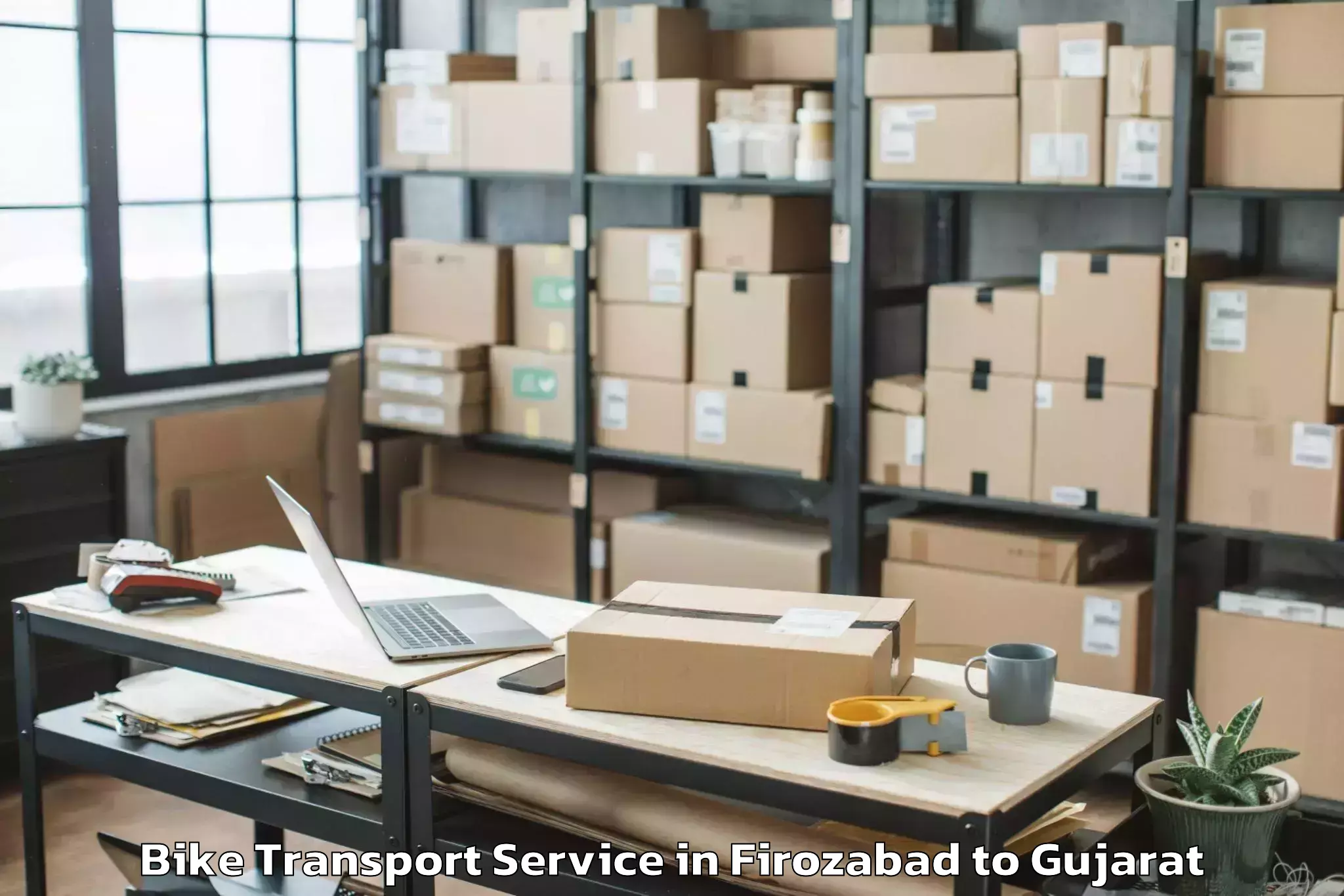 Professional Firozabad to Manavadar Bike Transport